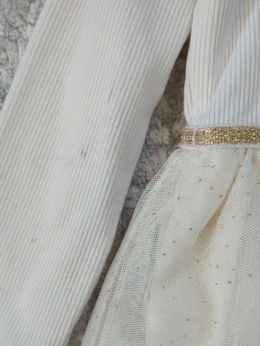The Children's Place Cream Long-Sleeve Tulle Party Dress Size 3T